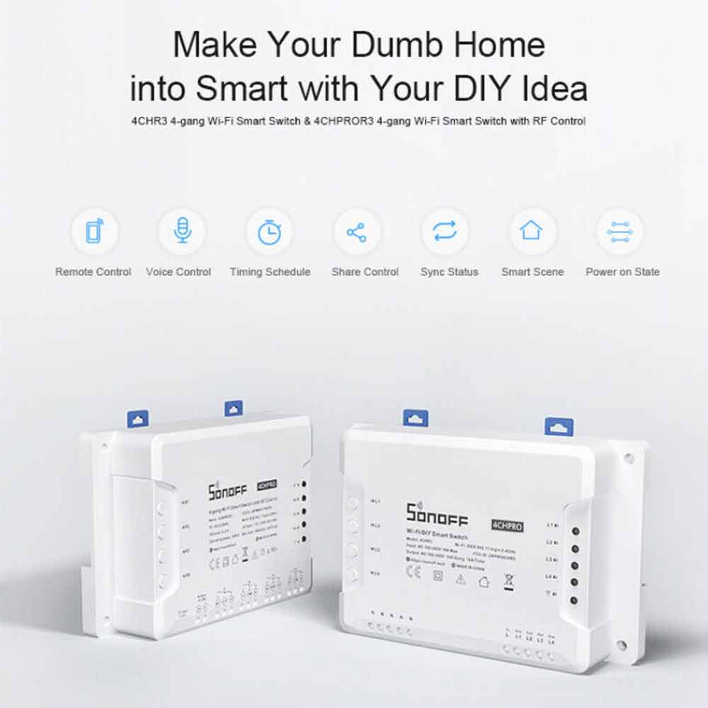 SONOFF 4CH R3/PRO R3 RF 433MHz 4 Gang WiFI Switch Smart Home 1/2/3/5PCS AU+