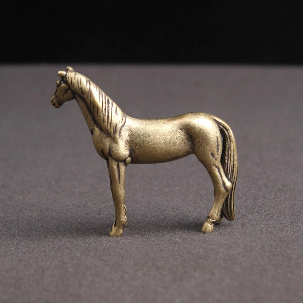 Solid Brass Steed Statue Year of Horse Figurine Home Desktop Decor Ornament Tea Pet