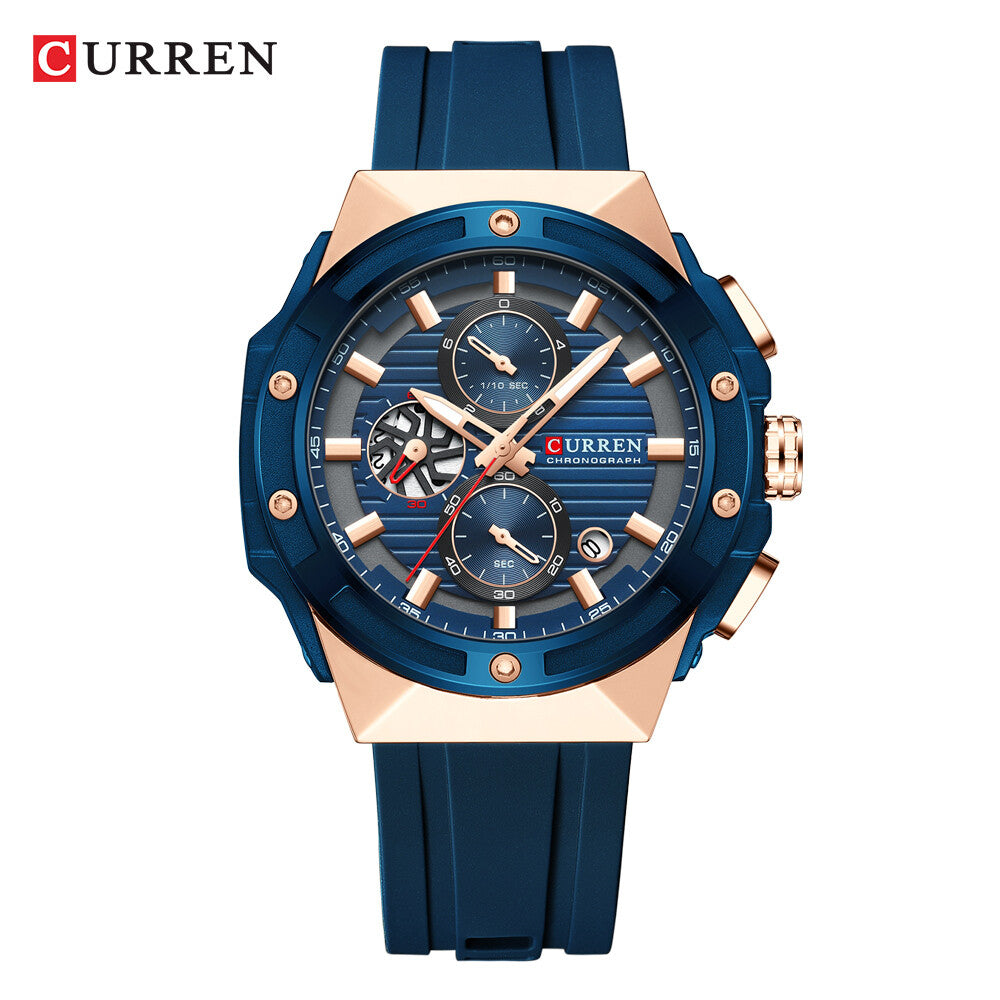 Men's Military Sport Watch – Multifunction Chronograph Calendar Silicone Strap