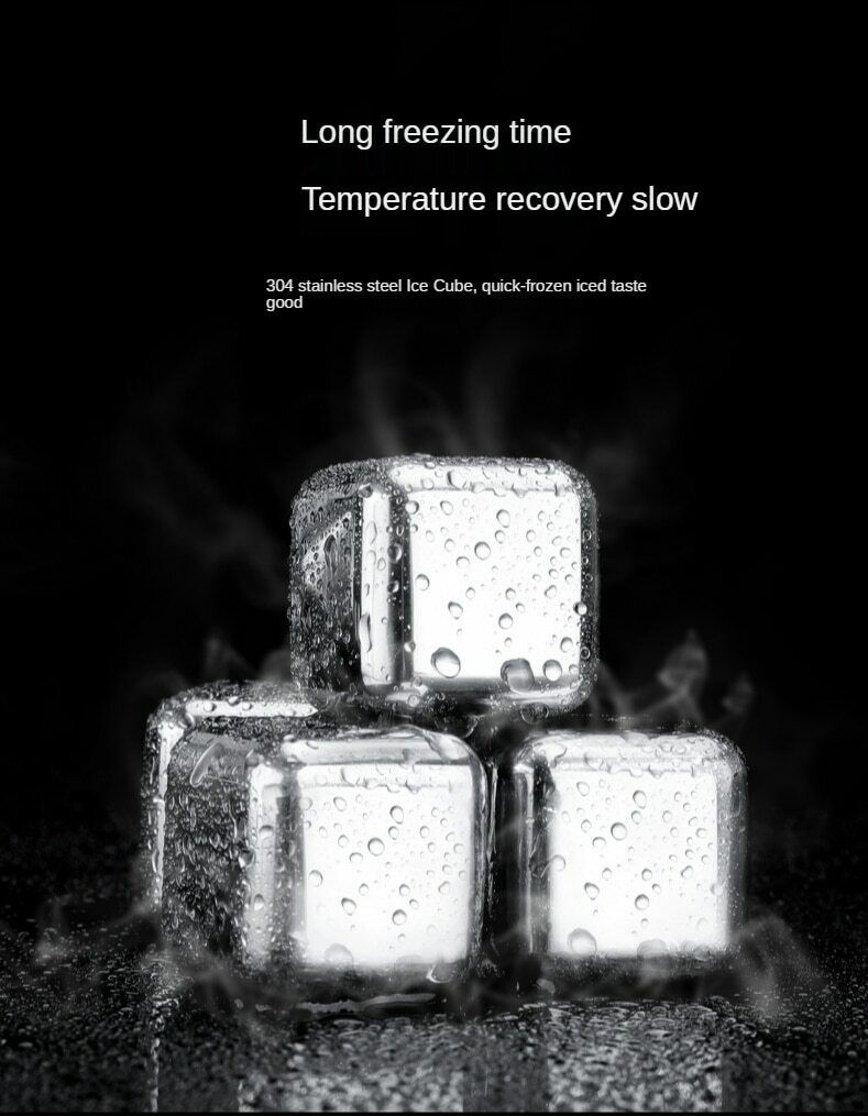 Stainless Steel Ice Cubes Chilling Stones Rocks Reusable with Tong for Whiskey