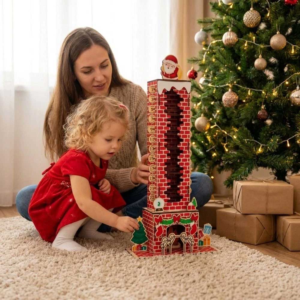 24-Day Santa Chimney Advent Calendar – Wooden Christmas Countdown Puzzle