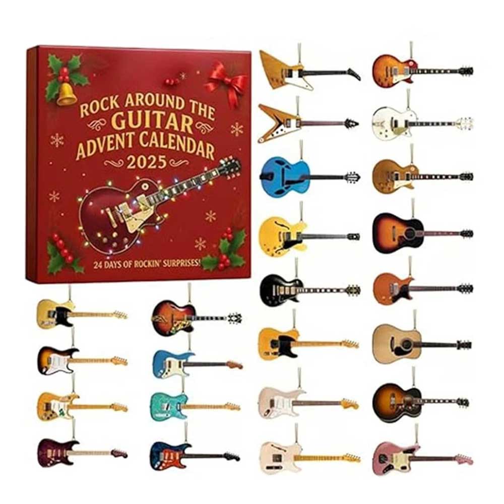 2025 Rock 'n' Roll Guitar Advent Calendar - 24 Days of 2D Flat Acrylic Guitar Ornaments