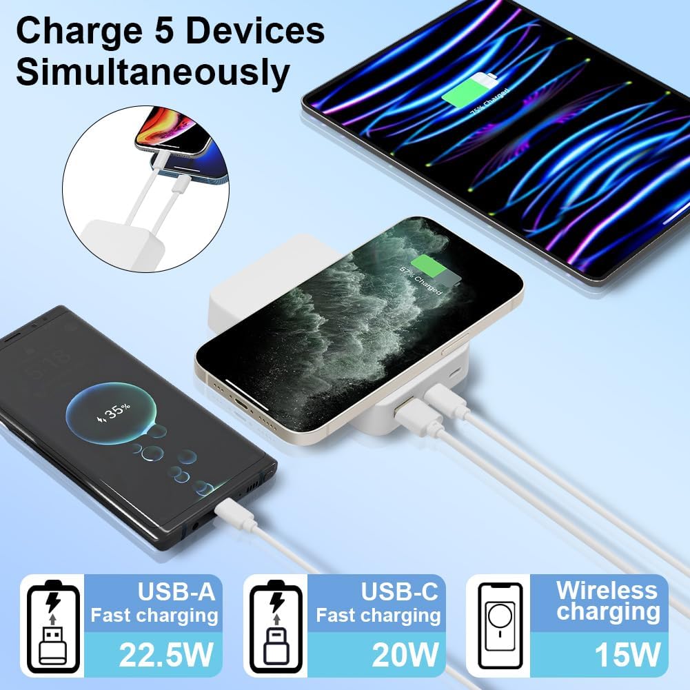 3C Certified Magnetic Power Bank 22.5W Built-In Cable & Stand for iPhone Samsang