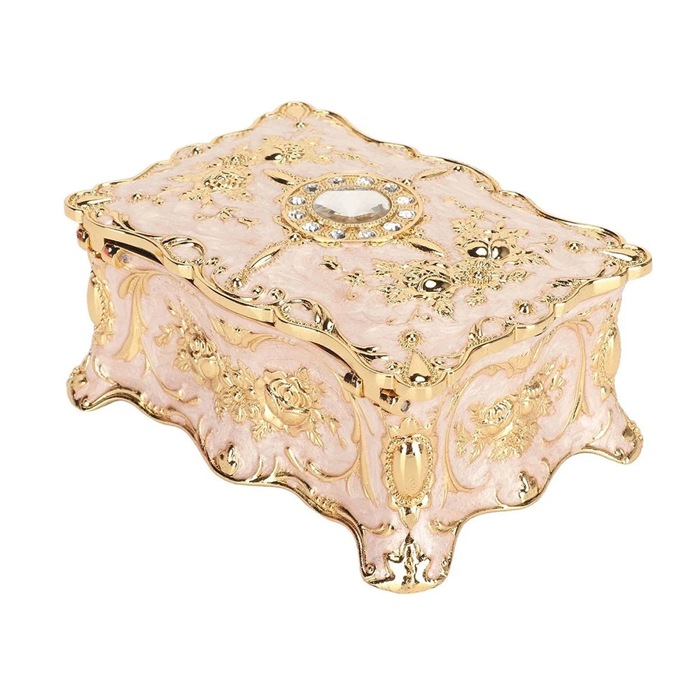 Jewellery Storage Box – Vintage Alloy Organiser, Ring Necklace Case Gift