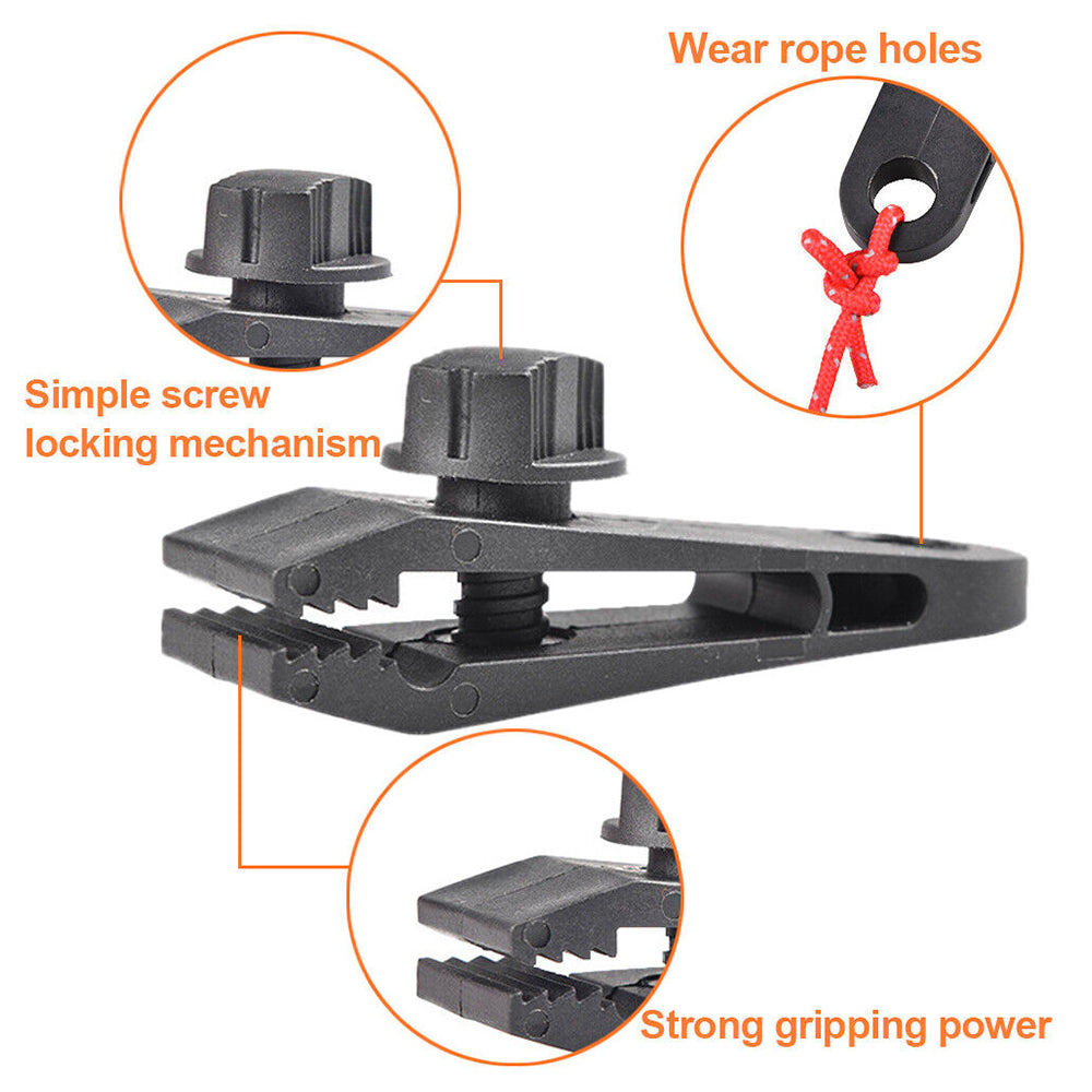 10/20 Pack Awning Tent Clamp Tarp Clips Set Canopy Snap Hangers Survival Camping