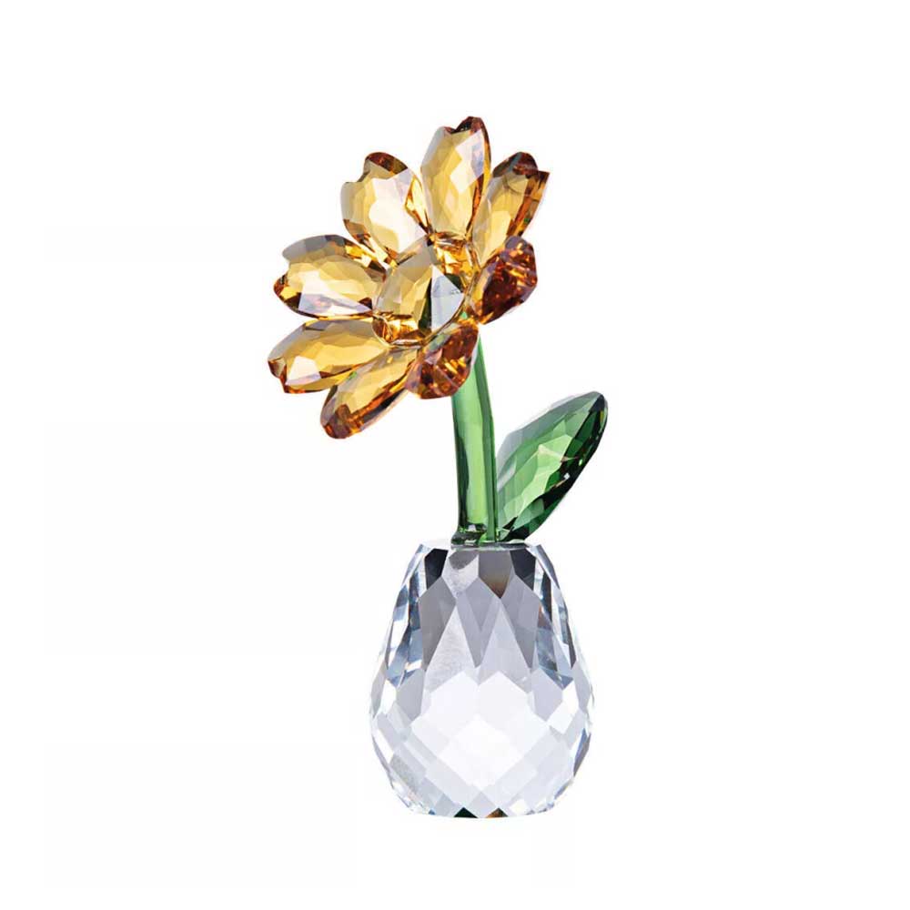 Crystal Sunflower Figurine – Glass Bouquet Flower Collectible Ornament for Table Decor
