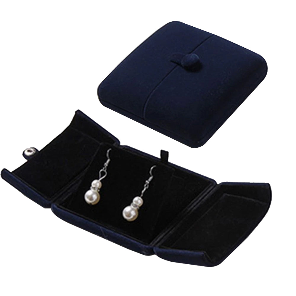 Small Double Open Jewelry Box - Velvet Gift Case for Necklace Earrings Rings