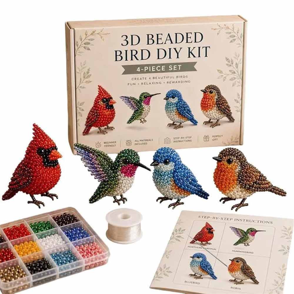 Beaded Animal Craft Kit – 3D DIY Embroidery Handmade Set for Teens & Adults