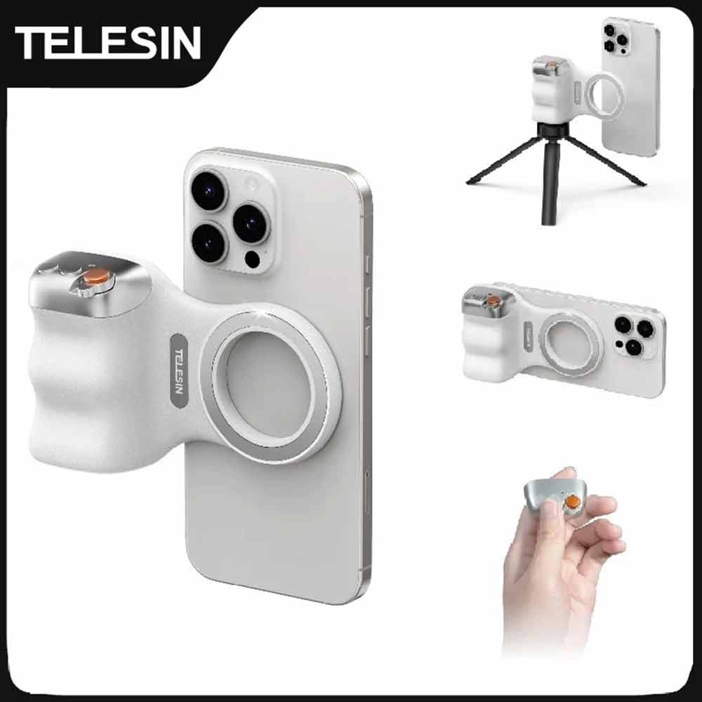 Bluetooth Phone Camera Grip – Magnetic Remote Handle Holder for Smartphones