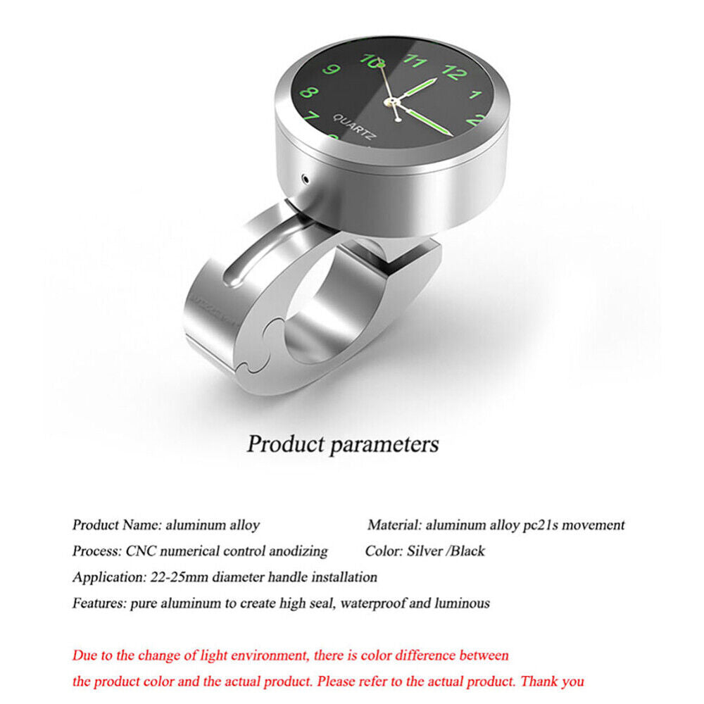 Motorcycle Clock Watch Glow In the Dark Bicycle Bike Handlebar Mount Waterproof