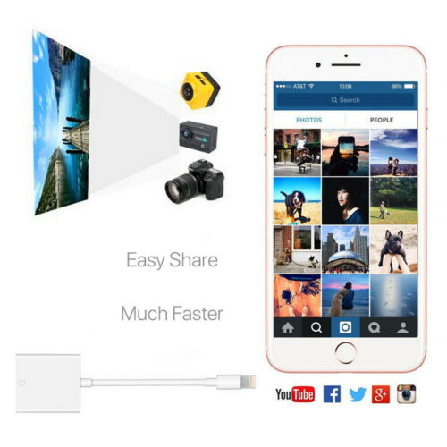 8Pin to SD Card Camera Reader Adapter for iPhone XR XS max X iPad Pro Mini