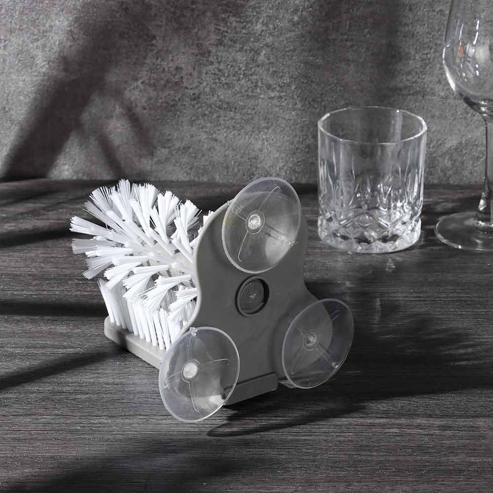 2 In 1 Cup Scrubber Glass Cleaner Bottles Brush Kitchen Gadgets wit Suction Cup