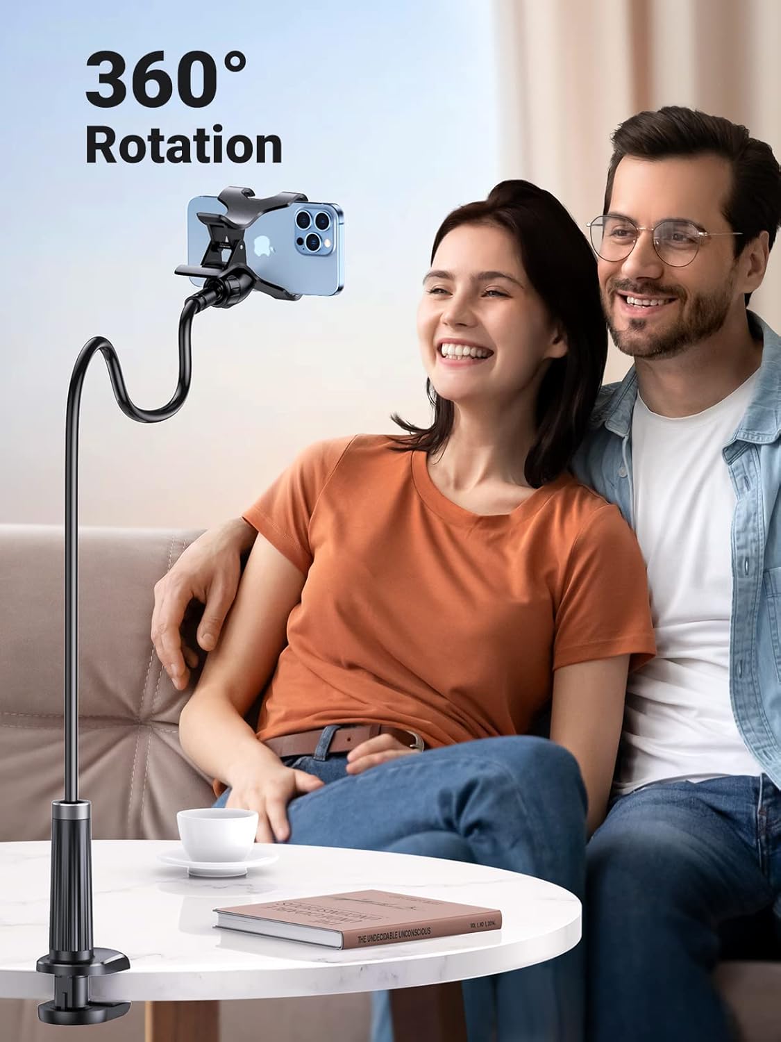 UGREEN Phone Holder for Bed Flexible Clamp Overhead Long Arm Clip 4-7.2'' Phones