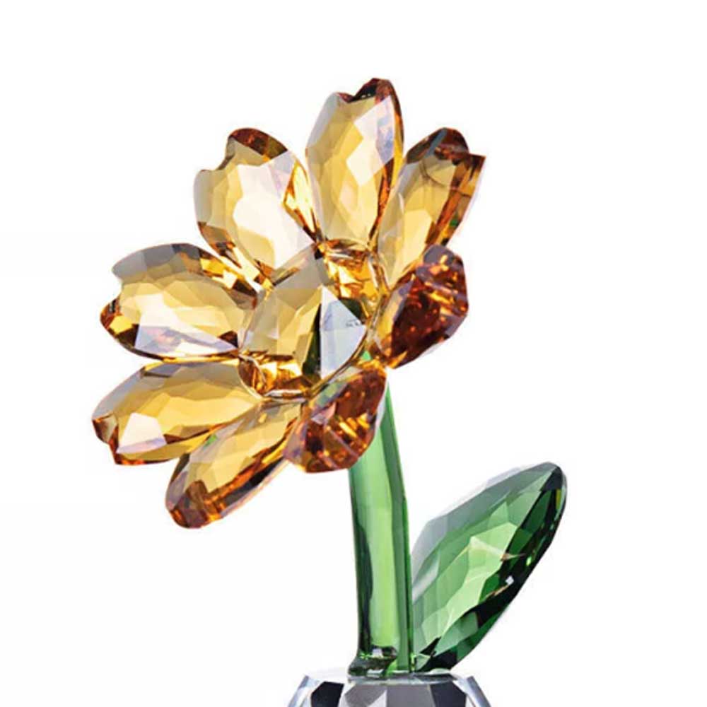 Crystal Sunflower Figurine – Glass Bouquet Flower Collectible Ornament for Table Decor