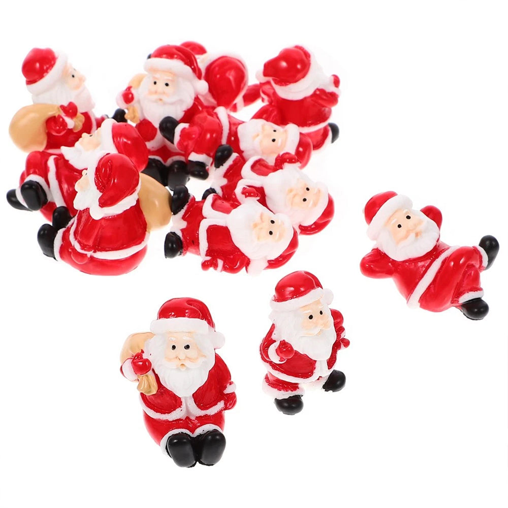12Pcs Random Miniature Santa Claus Ornament Set - Micro Christmas Scene Figurines for Indoor Decor