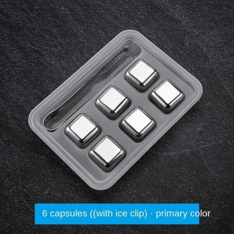 Stainless Steel Ice Cubes Chilling Stones Rocks Reusable with Tong for Whiskey