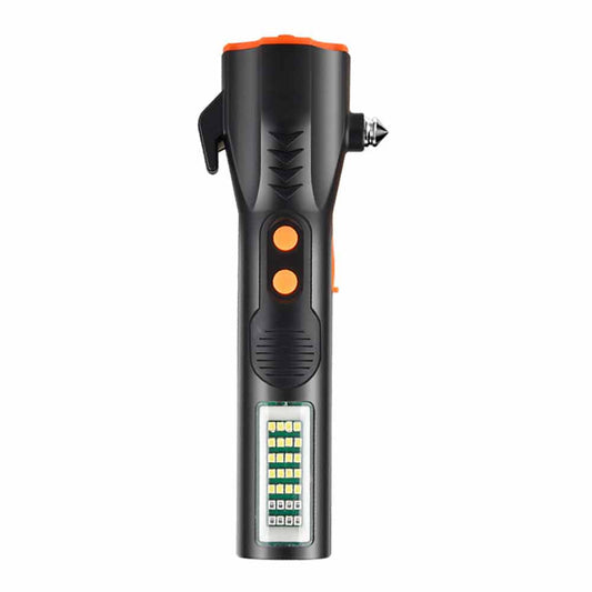 Emergency Torch Rechargeable Flashlight Black light With Magnet Safety Hammer
