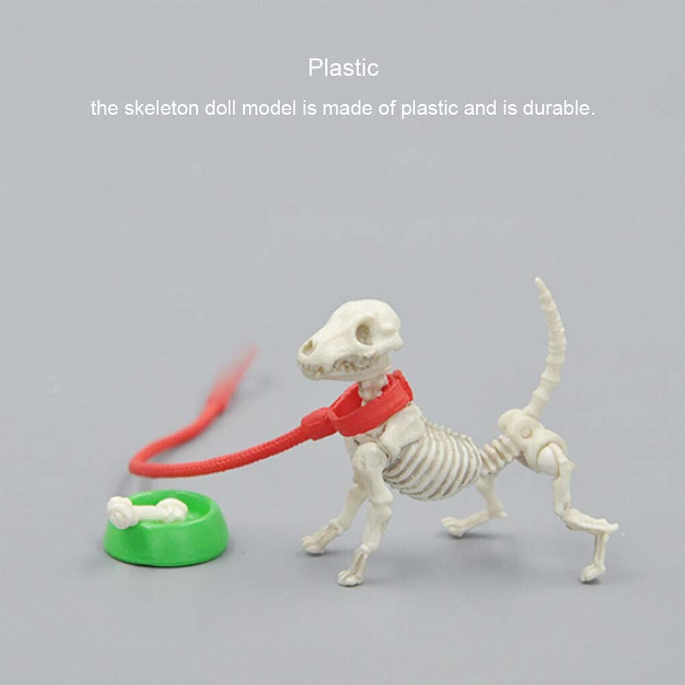 Mini Pose Skeleton Doll Dog Animal Skeleton Bones Halloween Figure Decorations
