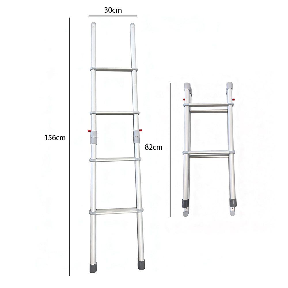 4-Step Foldable Aluminium Ladder for Caravan RV Bunk - Lightweight, Non-Slip, Space-Saving
