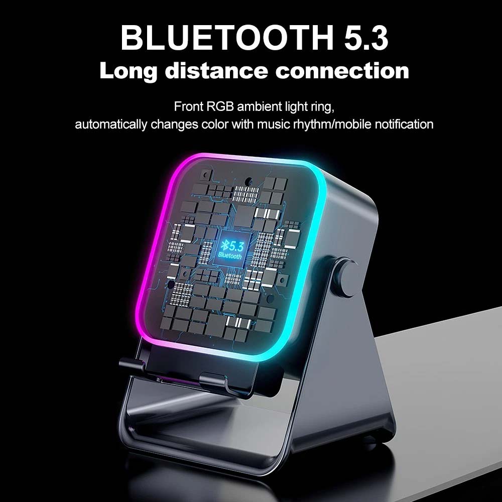 Mini Induction Speaker with Phone Stand - 5-in-1 Wireless Bluetooth Audio & Light