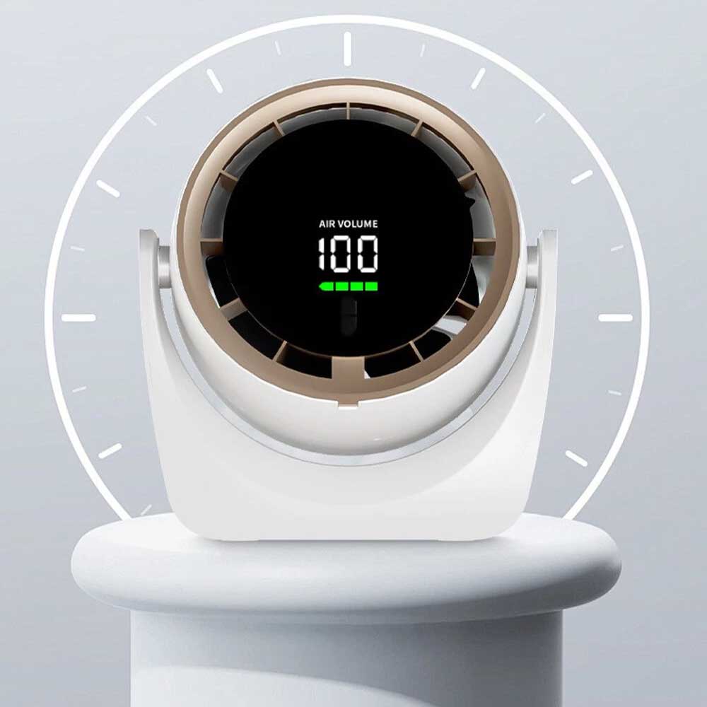 NEW FASHIONABLE RECHARGEABLE 360 DEGREE ROTATING FAN WITH DIGITAL DISPLAY