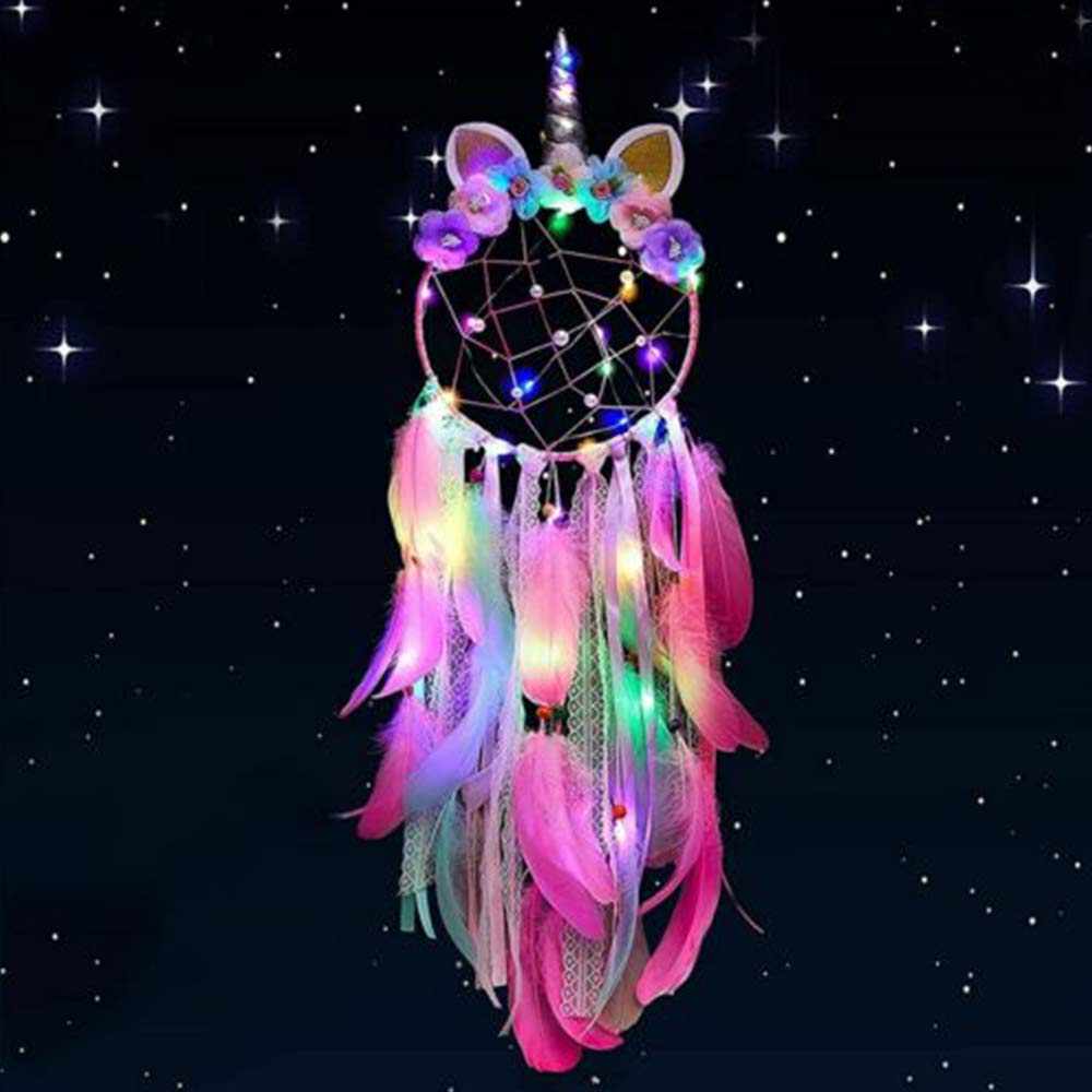 Unicorn Dream Catcher LED Light Wall Hanging for Car Girls Kids Bedroom Decor