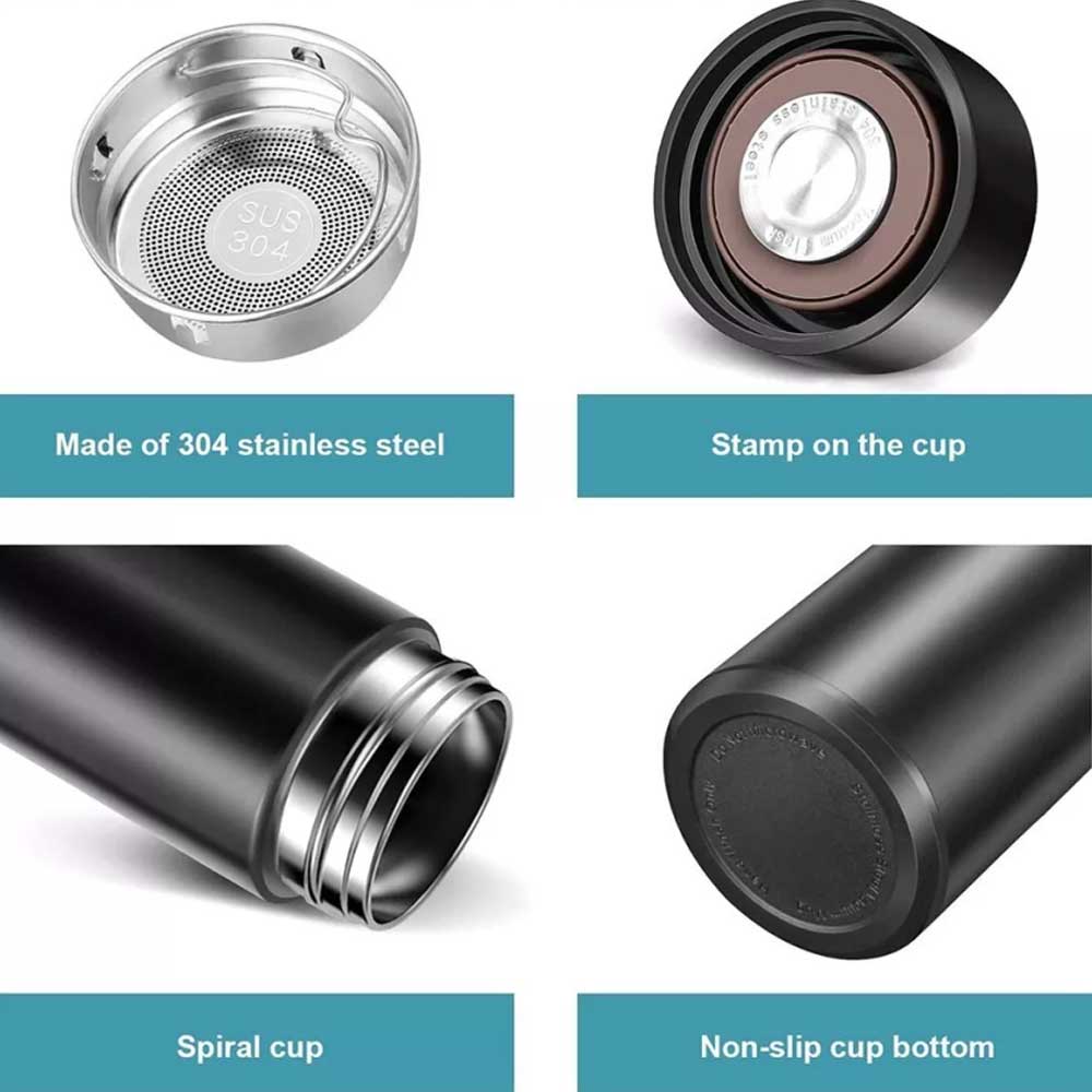 Stainless Steel Vacuum Cup Smart Insulated Mug Thermos Bottle LED Display 500ml