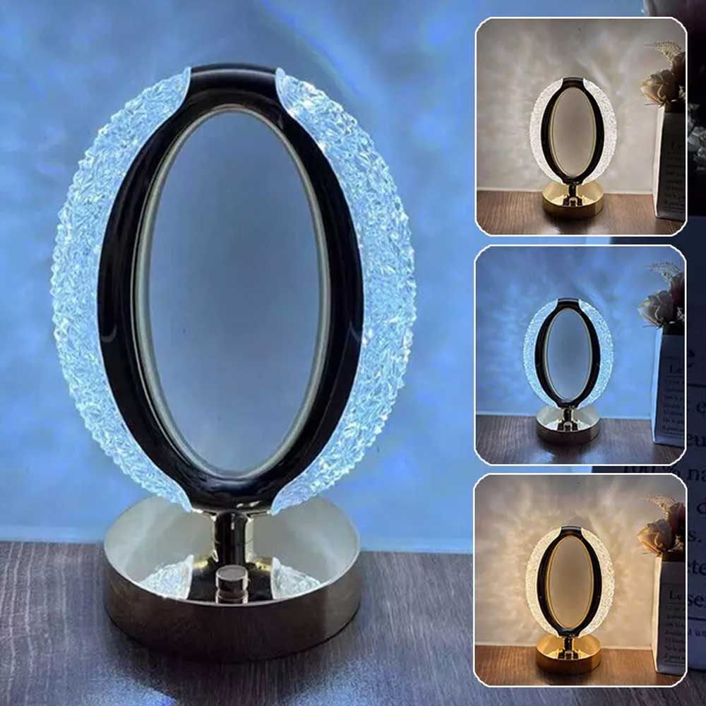 Table Lamp Crystal Night Light Touch Control USB Rechargeable Bedside Lamp Decor