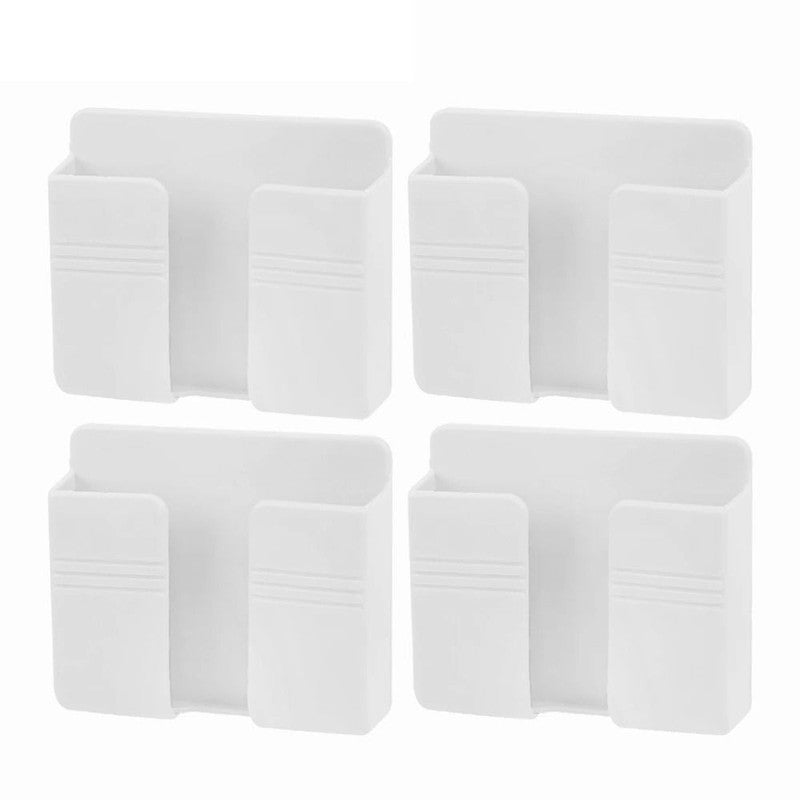 4Pcs Wall Mounted Remote Control Storage Rack Mobile Phone Holder Home Decor