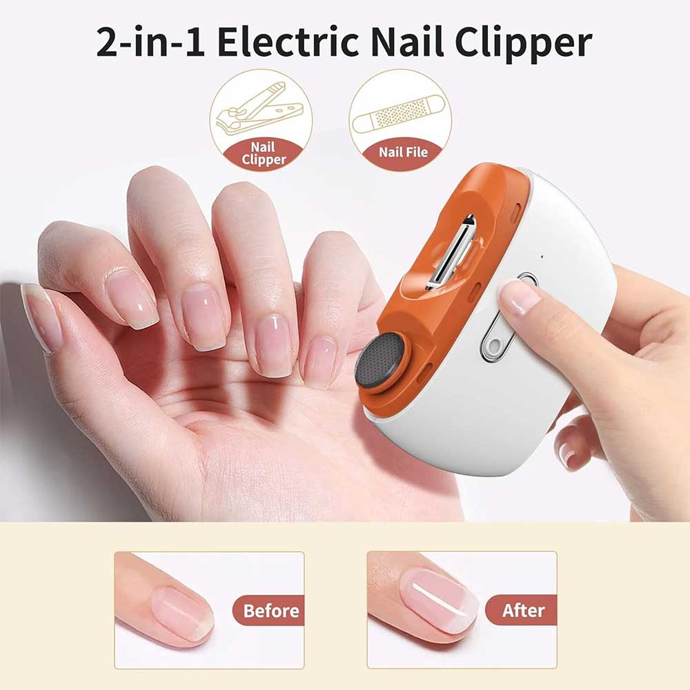 2-in-1 Electric Nail Trimmer & Polisher - Safe Automatic Nail Clipper with LED Light for All Ages