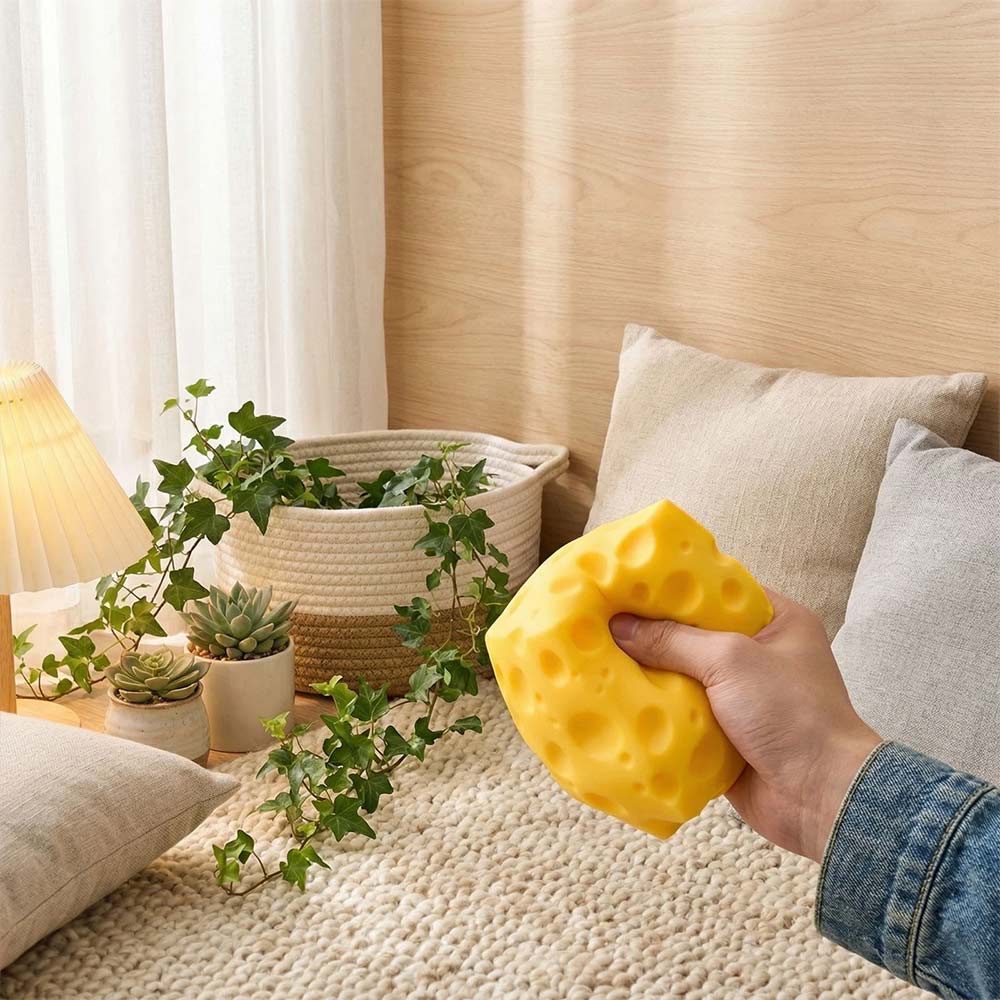 Extra Large Squishy Cheese Stress Relief Toy - Soft Novelty Simulation Cheese  Prop