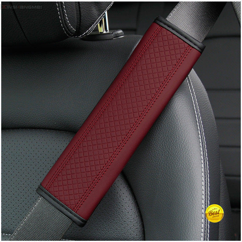 2PCS Car Seat Belt Shoulder Protection Cover Leather Embossed Soft Comfortable
