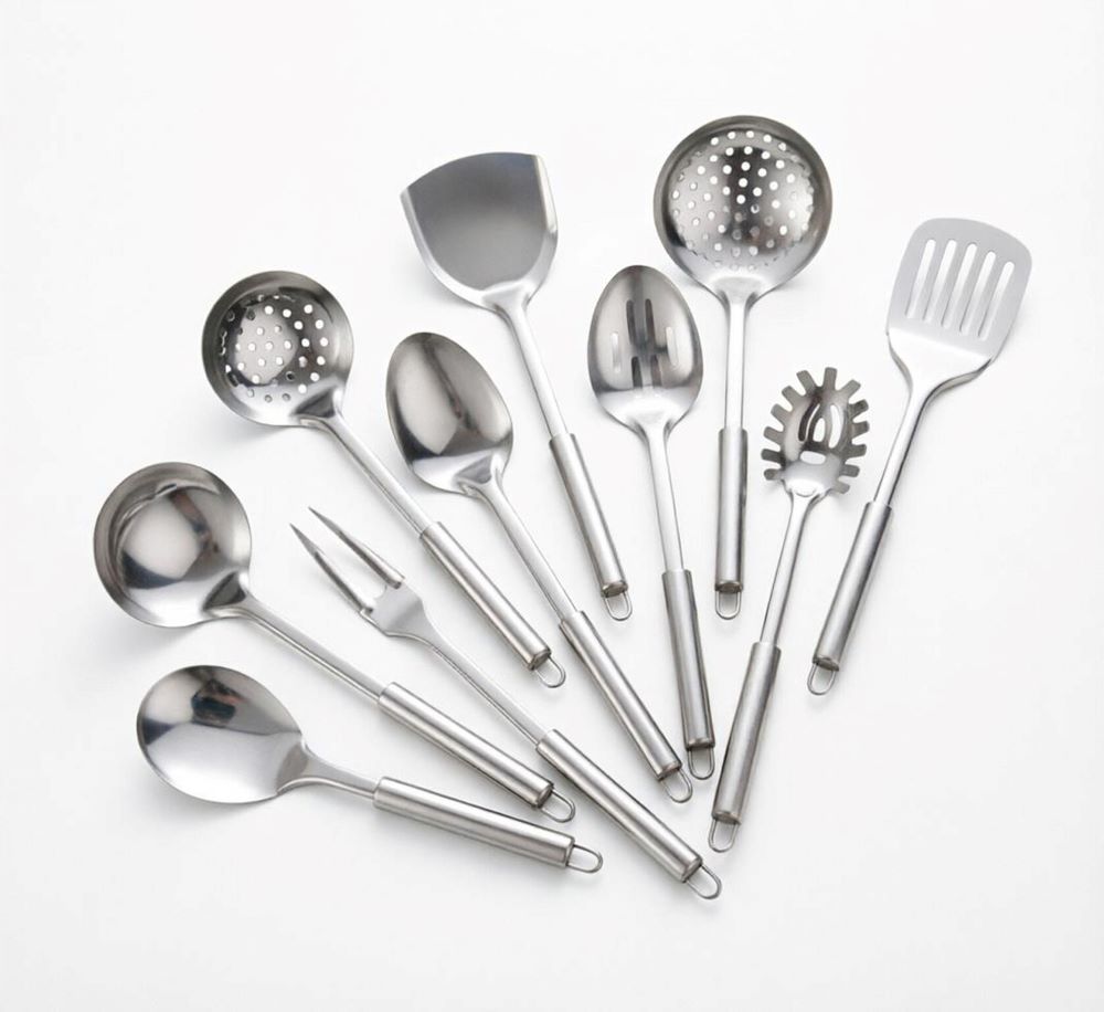 10-Piece Stainless Steel Cookware Set – Cooking Utensils, Serving Spoons & Kitchen Tools