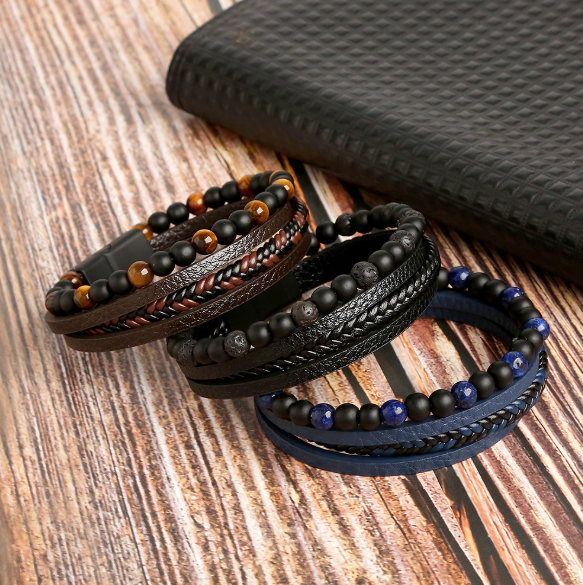 Braided Fashion Bracelets PU Leather Bracelet Bangle Wrap Wristband