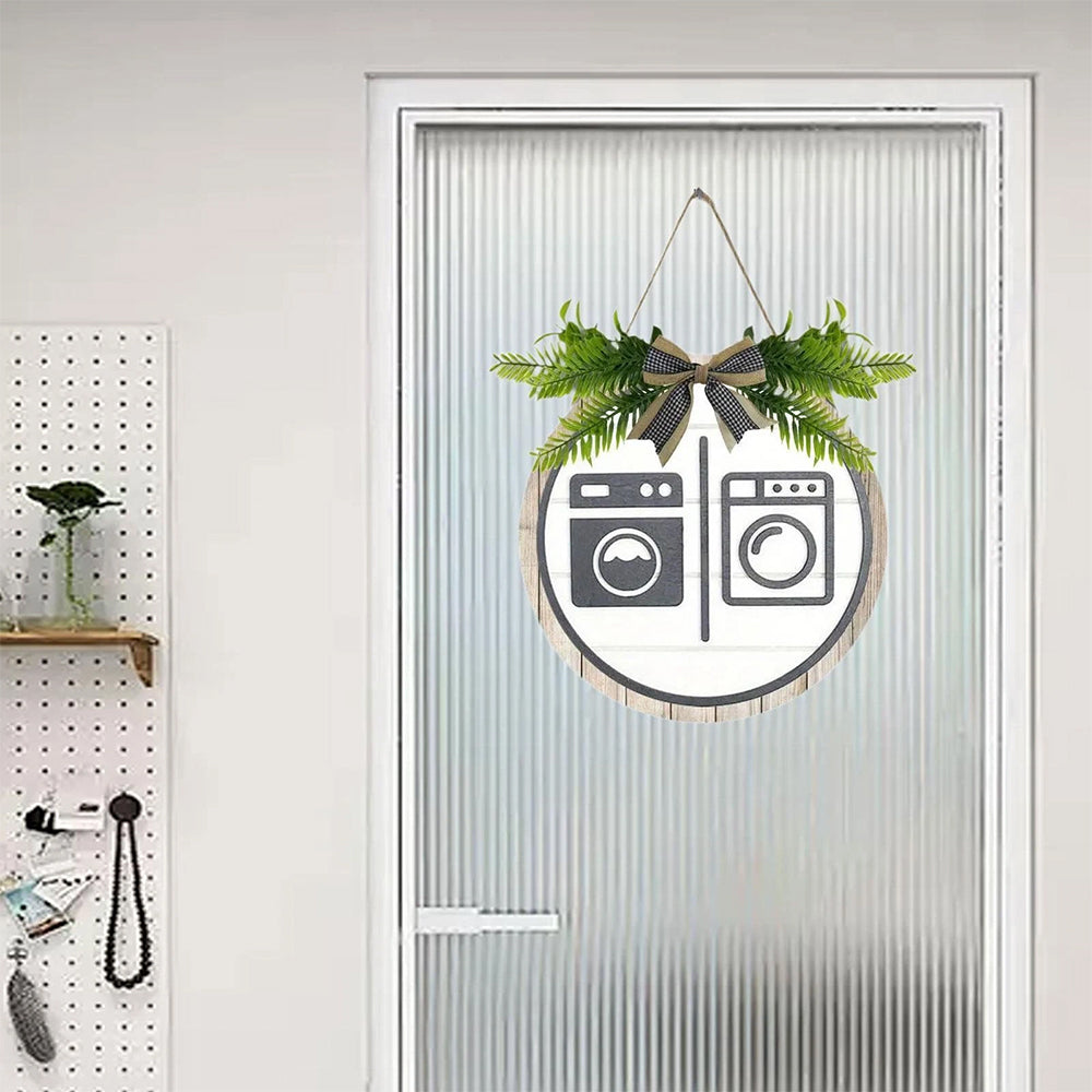 Wooden Laundry Room Sign – Wall Decor Washing Machine Sign for Bathroom Wall