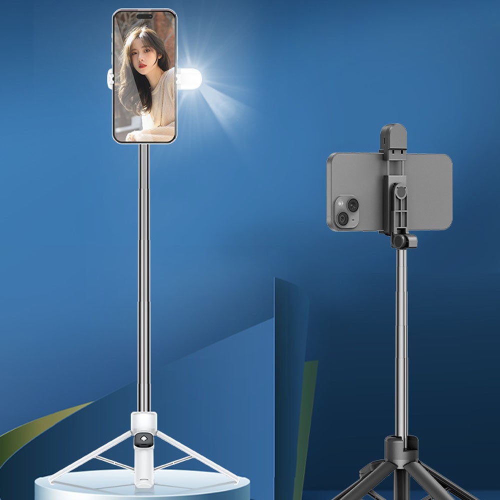 Universal Extendable Bluetooth Wireless Selfie Stick with Fill Light Tripod