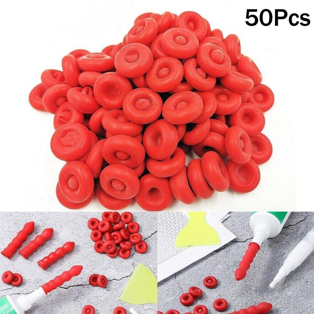 50pcs Latex Caulk Saving Cap Re-Sealable Caulking Tube Nozzle Tips Covers