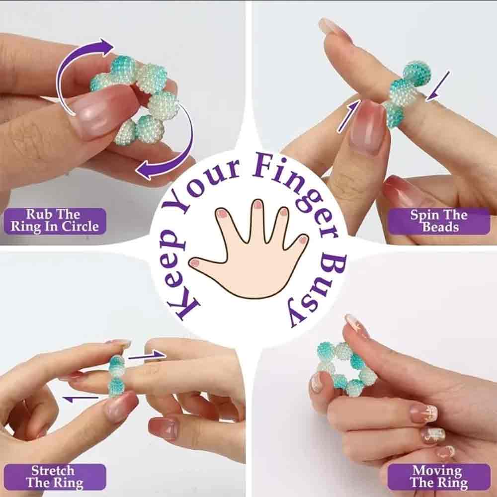 5X Stress Relief Beaded Sensory Finger Rings – Fidget Toy for Autism ADHD