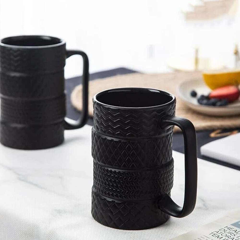 Tyre Tire Ceramic Mug Large 500ml - Novelty Coffee Tea Cup Gift for Car Lovers