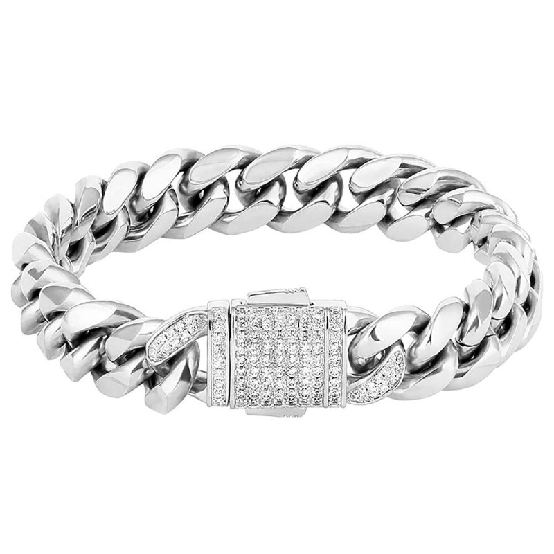 Men's Cuban Durable Urban Street-Wear Hip Hop Bracelet 12mm 18k Gold Silver Curb