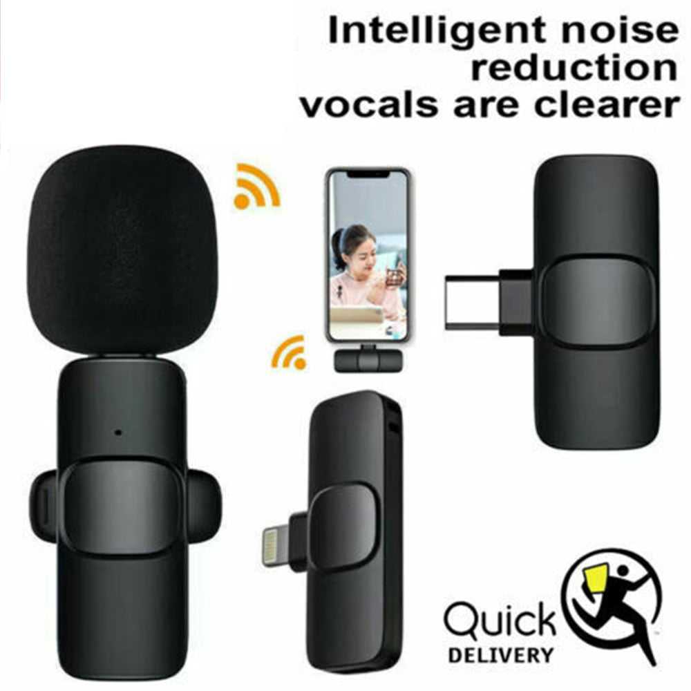 Wireless Lavalier Microphone Mini Mic For Android iPhone ipad Vlog Live Stream