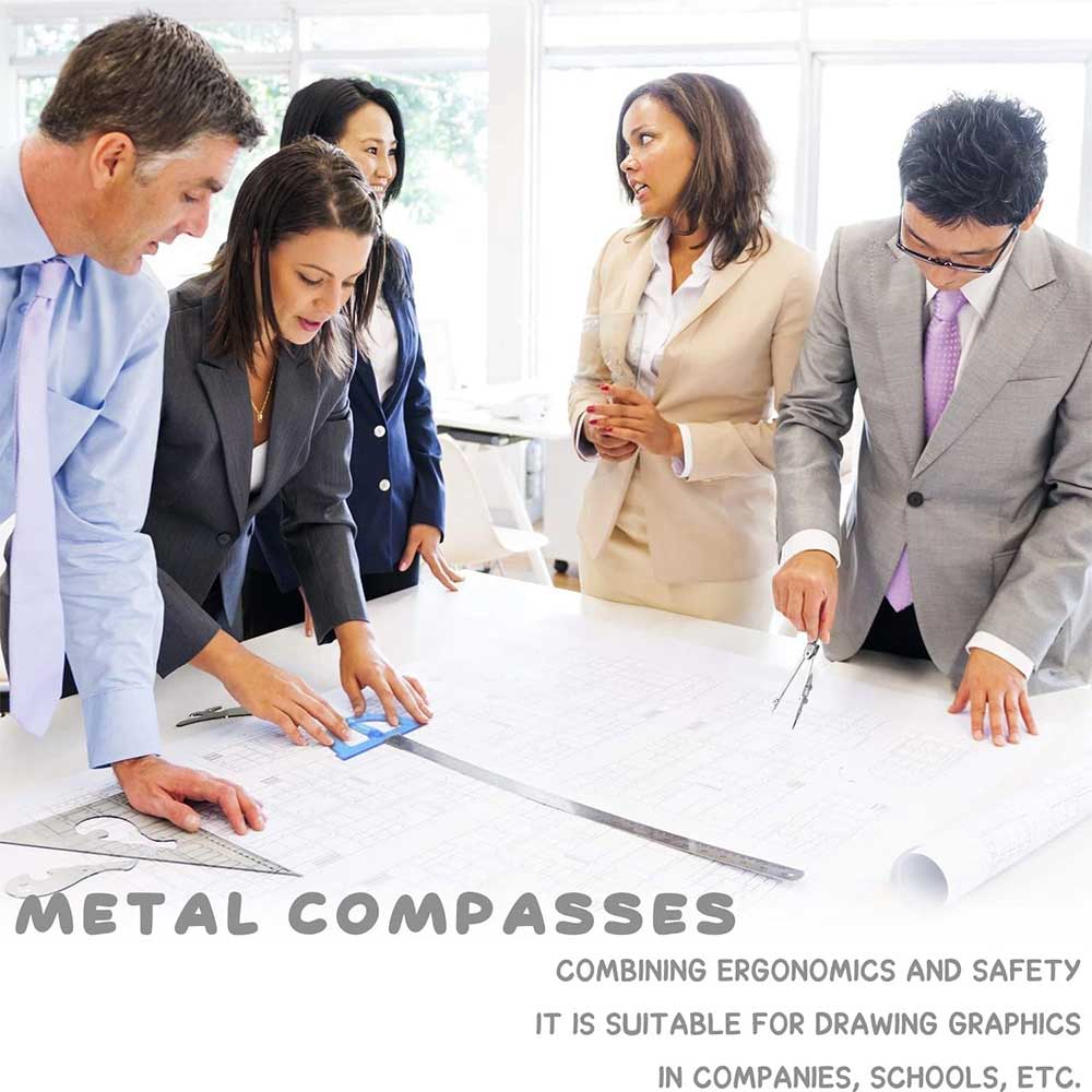 Metal Drafting Compass – Refillable Geometry Tool with Extra Leads & Case