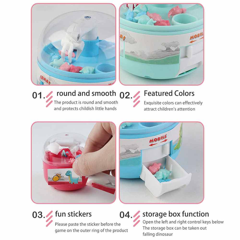 Mini Claw Machine Toys Creative Cute Grabbing dinosaur for Kids Birthday Gift