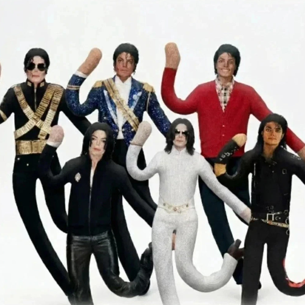 Michael Jackson Plush Doll – 28cm Poseable Figure, 6 Costumes, Abstract Collectible