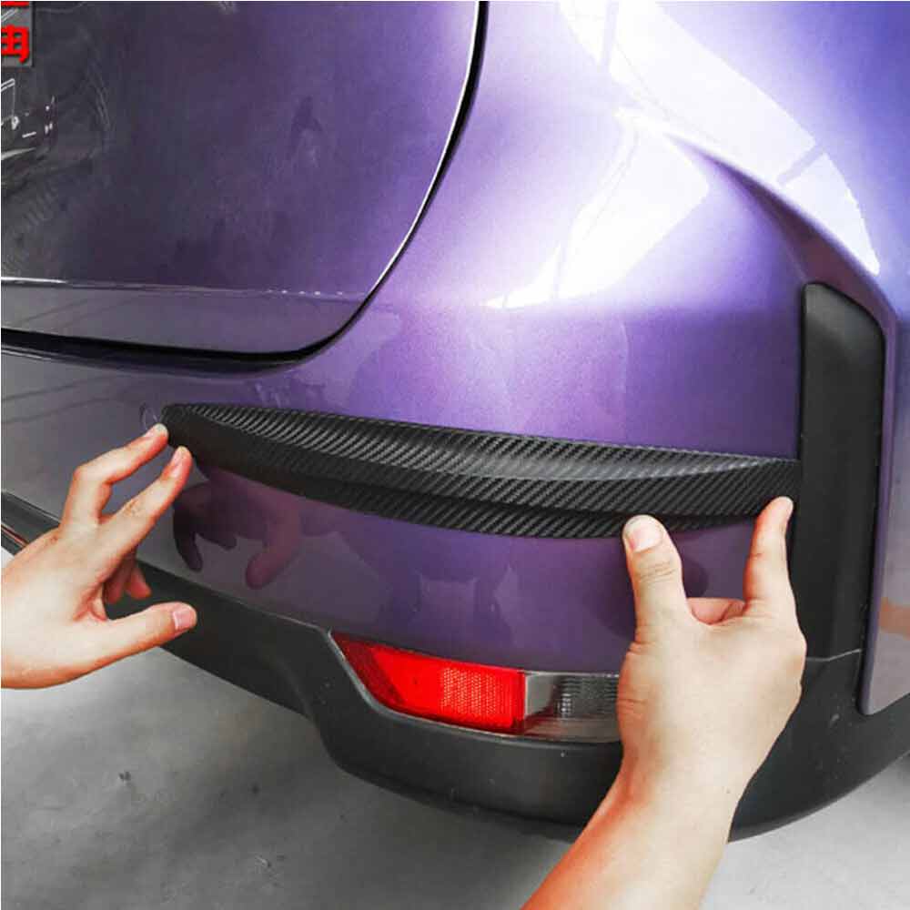 2PCS Unique Black Strip Bumper Corner Protector Guard Car Carbon Fiber Anti-rub
