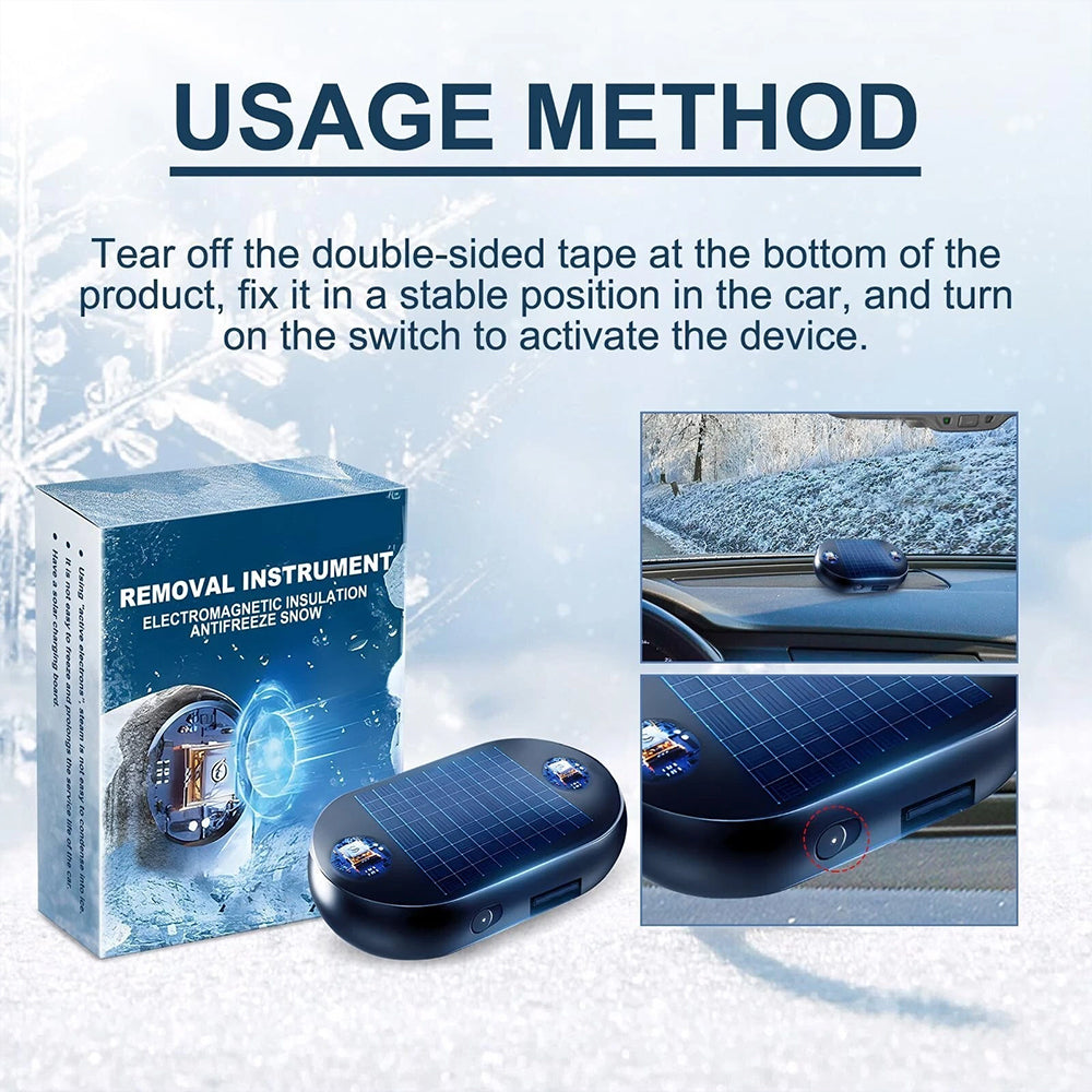 2PCS Solar Charging Car Deicer - Electromagnetic Anti-Snow & Ice Removal Tool