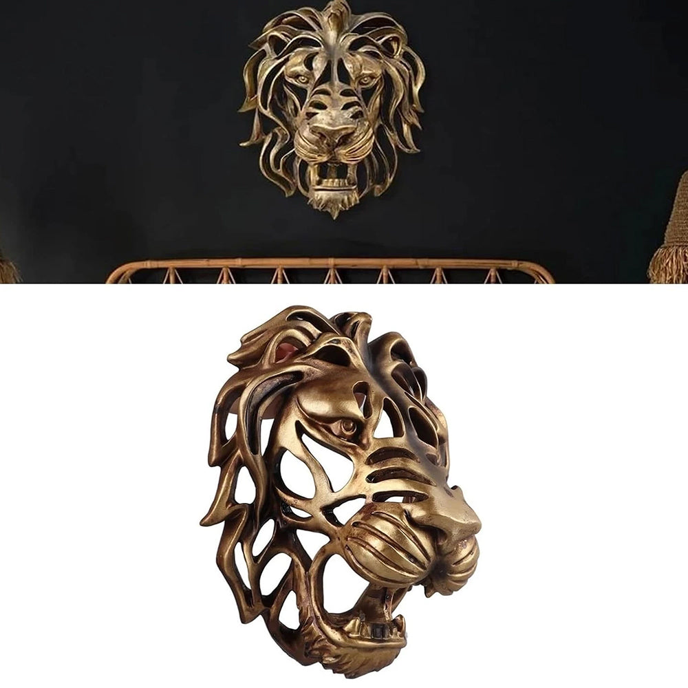 Wall Art Lion Head Sculpture - Garden & Home Decor Ornament, Resin Outdoor Artwork