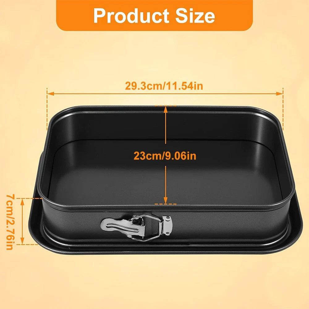 28CM Cake Tin Rectangular Non Stick Spring Form Baking Bake Tray Bakeware