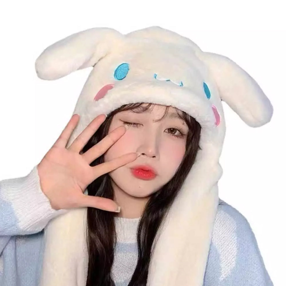 Soft Plush Cap Cute Cinnamoroll Moving UP Ears Hat Cosplay Girl Xmas Gift