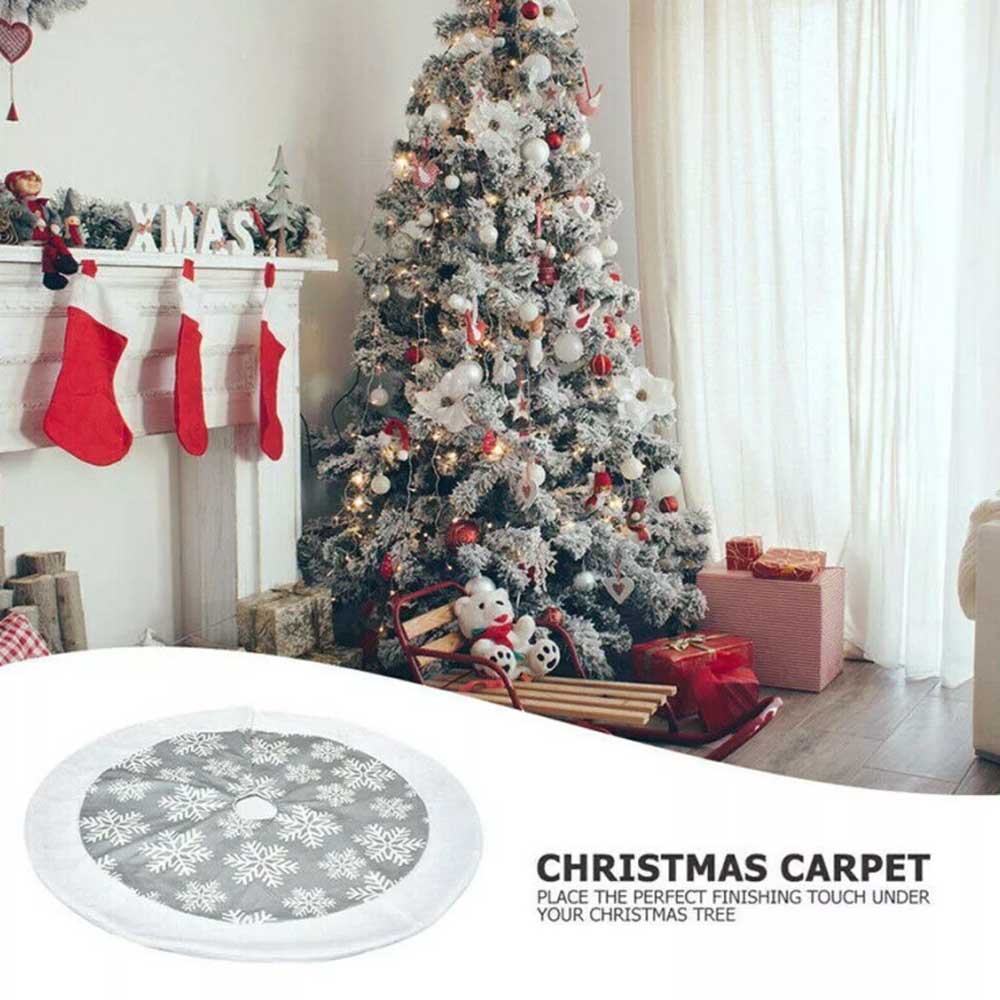 101CM Christmas Tree Skirt Base Faux Fur Xmas Floor Mat Party Ornaments Decor